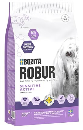 Bozita ROBUR Sensitive Grain Free Active Lamm 3kg Hundefutter Trockenfutter mit viel Protein, Lamm und Postbiotika für aktive und sportliche Hunde - OHNE Huhn