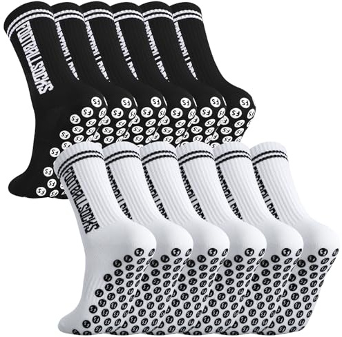 kodinsiivous 6 Paare Fußball Socken, Anti Rutsch Grip Fußballsocken