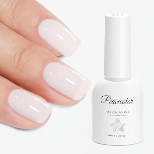 PEACECOLOR UV Nagellack Milchig Weiss 10ML für DIY Nail Art | Gel UV Nagellack Natur Jelly Transparent Weiß Soak Off Manicure Gel Nail Polish