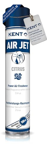 KENT Air Jet – Kraftvoller Lufterfrischer mit Sofortwirkung – Power Duft-Spray neutralisiert Tiergeruch, Rauch, WC-Gerüche in Sekunden – ideal für Bad, Küche, Büro, Werkstatt, Fahrzeuge uvm. Citrus