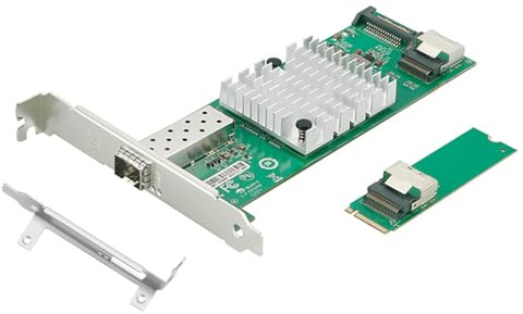 AoQhir Carte adaptateur réseau M.2 (clé M) vers 10 G SFP+, interface PCIe 2.0 x4 avec puce 82599EN – NIC fibre 10 Gigabit à port unique pour serveur, routeur et NAS, compatible avec Windows/Linux