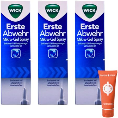 WICK Erste Abwehr Mikro-Gel Spray 3x 15 ml I Unterstützt bei ersten Erkältungsanzeichen I Mikro-Gel Nasenspray ohne Gewöhnungseffekt I Für Kinder ab 12 Jahren I Spar-Set plus Pharma Perle give-away