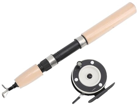 SIXRUN Eisangelrute mit Rollenkombination, 75 cm Fiberglas-Eisfischrute mit Metallrolle und Eva-Griff – ideal für Winterangeln auf EIS, Einsteiger & Familienangler