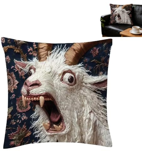 Kissenbezüge – Weicher Schutz für Schreiende Ziege, quadratisch, lustige Tiergrafik, lustige Couchdekoration, Wohnzimmer-Sofa-Kissenbezug, Wohnheim-Accessoire (Ziege C)