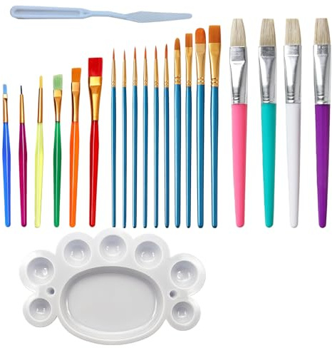 22 PCS Paint Brushes Art Set, Craft Paint Brushes with a Paints Palette, Paintbrushes for Painter Delicate Painting Brush Painting Set for Family Creation (Suitable for People Aged 15 and Above)