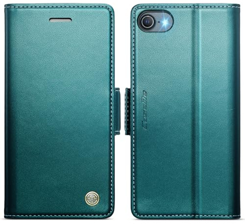 KZB Wallet Case for iPhone 7/8/SE 2020/2022, Magnetic Flip, RFID Blocking | 3 Card Holders, Kickstand, Shockproof, PU Leather, Magnetic Closure, Phone Cover for iPhone 7/8/SE2/SE3 (4.7''), Teal Blue