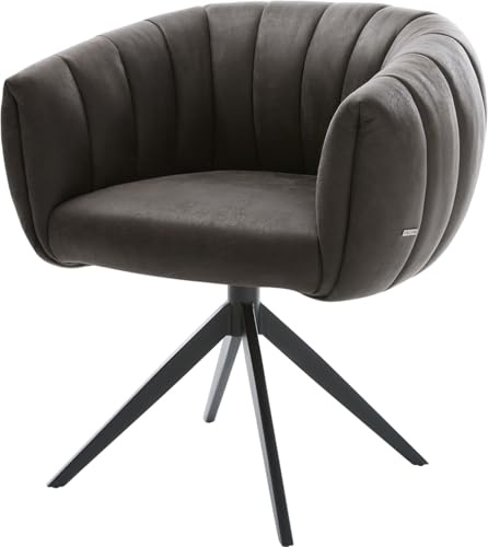 DELIFE Esszimmerstuhl Jada-Flex Kreuzgestell breit Schwarz Mikrofaser Anthrazit Vintage 360° drehbar Wippfunktion Taschenfederkern