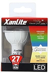 Xanlite - Ampoule Led Spot - Culot Gu10-4 -2W Cons. (27W Eq.) - Lumière Blanc Chaud Ou Lumière Rvb Avec Sa Télécommande