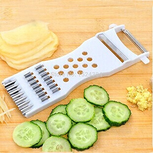 CyberStore2020 Bianco Multifunzionale Cucina Lama in Acciaio Inox Grattugia per Formaggio, Zenzero e Verdure, Metallo, Assortiti, Unica