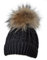 MERRYLAND Mütze XXL Echtfellbommel Pudelmütze Bommelmütze ECHTFELL Hat Real Fur Handmade Fellbommel Echt Fell Bommel Strickmütze Pelzbommel Waschbär Raccoon Pelz