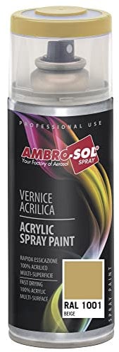 Ambro-Sol V4001001 Smalto Acrilico Multiuso, Vernice Brillante per Interni ed Esterni, Bomboletta da 400 ml, Beige