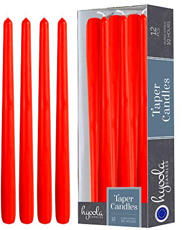 Hyoola Stabkerzen - 30 cm Rot, Tropffreie Tafelkerzen - Kerzen Lange Brenndauer 10 Stunden - 12er Pack