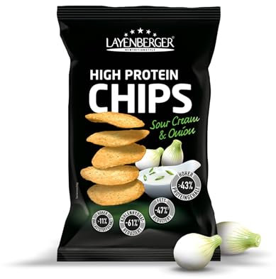 Layenberger High Protein Chips - viel Eiweiß, wenig Zucker, nicht frittiert, Single Pack (1x 75 g) - Sour Cream & Onion