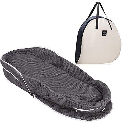 Bebamour Babybett Faltbare Wiege für das Bett Bionic Reisebett Womb-Like Protector Baby Kuschelnest Bett Babyschlafsack für 0-36 Monate (Grau)