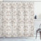 ABAKUHAUS Damast Duschvorhang, Damast Natur, Stoffliches Gewebe Badezimmerdekorationsset mit Haken, 175 x 200 cm, Taupe und Weiß