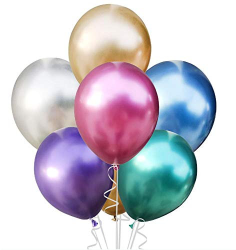 Oblique Unique® 7 Luftballons im Mix mit Metallic Look für Geburtstag Feier Party JGA Hochzeit Ballons - Lila Gold Grün Pink Blau Silber