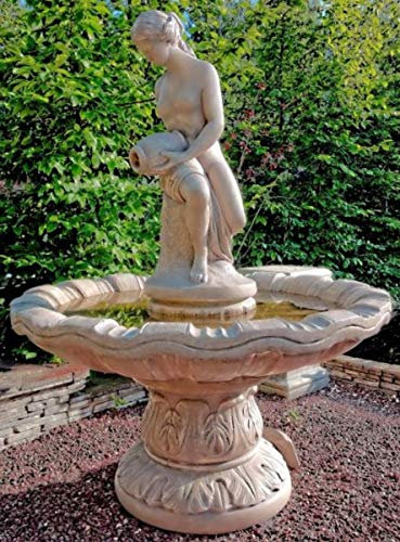 Casa Padrino Jugendstil Gartenbrunnen/Springbrunnen Ø 125 x H. 170 cm - Barock & Jugendstil Gartendeko Brunnen, Farbe:grau
