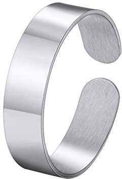 PROSTEEL Anillo Simple Ajustable 5mm Brillante para Hijo Caballero Dama, Apilable Anillo Manguito Nudillo, Acero Quirurgico Platino