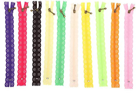 10 pezzi cerniera in pizzo, cerniere in pizzo chiuse con cerniera finitura in nylon cerniera per borse borsa cucito fai da te su misura borsa letto 20 cm