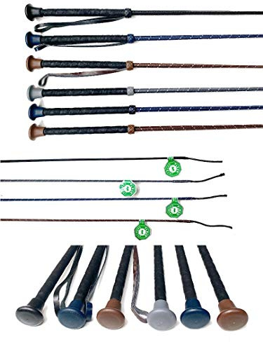 Fleck - Soft Wickelgriff Dressurgerte Gerte Reitgerte Neylongespinst (Navy, 90 cm mit Handlasche)