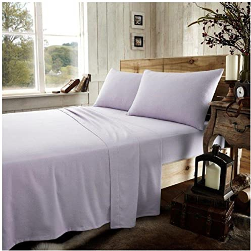 Gaveno Cavailia Luxury Flannel Plain Flat Sheet, 100% Brushed Cotton Easy Care Accessory, Premium Soft & Cosy Bed Linen, Purple, Double Size Bedsheet