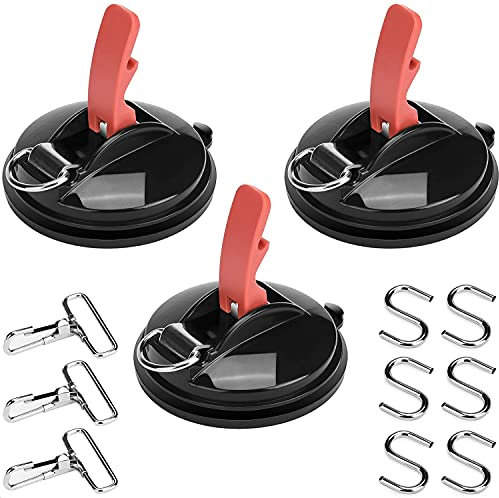 Auto-Saugnäpfe Haken 3 Stück Saugnapf mit 6 S-Haken, 3D-Ring-Clip Multifunktionaler Saugnapf Anker, Starke Saughaken Ankerwerkzeug, Autohalterung, Gepäckplanen, Zelte