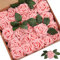 PIQIUQIU 25 Rose Artificiali in gommapiuma, Fiori Artificiali, per Matrimonio, Bouquet da Sposa, Decorazione per la casa 8cm (Rosa Chiaro)