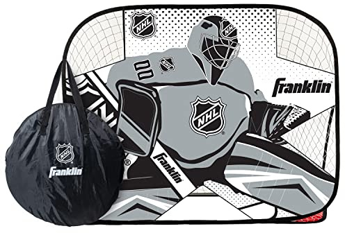Franklin Sports Kids Portable Street Hockey Goal + Shooter Tutor Set - Pop Up Folding Net with Goalie Target Included - 2-in-1 Goal Set