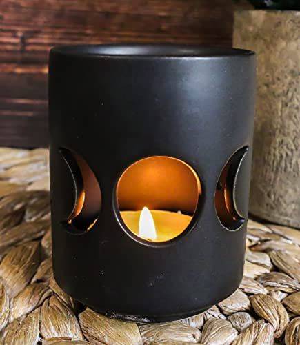 Ebros Gift Wicca Cosmic Triple Moon Goddess Cutout Schwarze Keramik Votivkerze Ätherisches Öl Tart Warmer Halter Skulptur Home Aromatherapie Duft Zubehör Kräuter Harz Granulat (1)