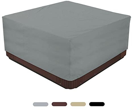 LDIW Housse de Protection pour Bain à Remous de Jardin 210D Oxford étanche Contre Le Vent et Les Rayons UV Protection Rectangulaire Couverture de Piscine de Spa,Gris,218 * 218 * 50CM