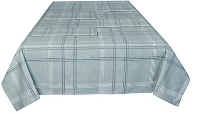 Sleepdown Check Printed Decorative 100% Cotton Half Panama Table Cloth for Dining Table - Durable Stain Resistant Table Cover - Green - 137cm x 229cm