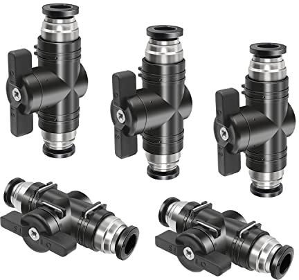 Pneumatik Steckverbinder, 5 Stk Pneumatischer Kugelhahn, Gerade Pneumatik Steckverbinder, Pneumatikventil kann Verwendet Werden, um Gas zu Steuern, Schnellanschluss (8mm)