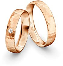 JC Trauringe Gold 333 Gold Paarpreis Gehämmert Poliert I Partnerringe Rotgold mit Gravur in edler Schatulle I 2 Hochzeitsringe Herrenring ohne & Damenring mit Zirkoniasteine I ICT75