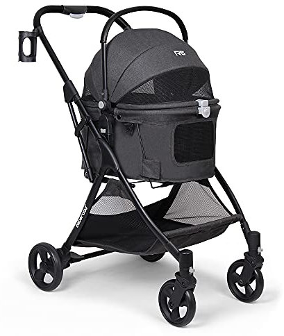 Hundebuggy mit Klappfunktion Pet-Stroller Hundewagen Buggy für Hunde und Katzen Haustierwagen Katzenbuggy, Für Hunde, Katzen und andere Kleinhaustiere, Schwarz, 73 x 55 x 100 cm, 15KG
