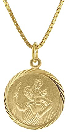trendor Christophorus Anhänger 333 Gold mit vergoldeter Silberkette 41406 | elegantes Schmuckstück aus Echtgold für Damen und Herren, tolle Geschenkidee,