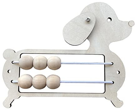 Baoblaze Montessori Busy Board DIY Parts Sensory Activity Boards Accessories Busy Board Materials Wooden Bead Abacus Educational Toys Fine Motor Skills Learning Toys for Girls Boys, Puppy