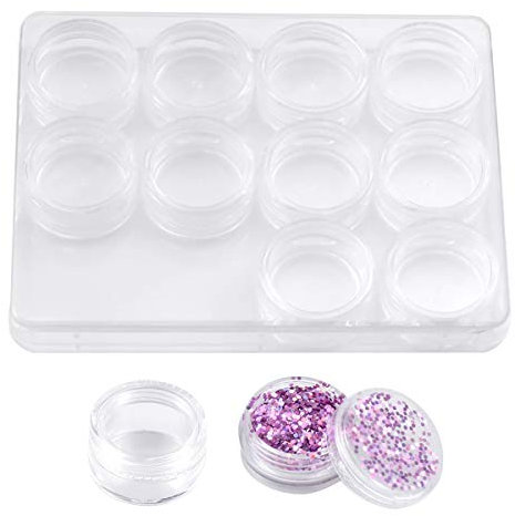 12 Stück Kleine Döschen, Leer Cremedose Transparente Kosmetikdose mit Deckel, Kleine Plastikdosen Behälter für Kosmetik Lippenbalsam Nailart Perlen Strasssteine für Reise