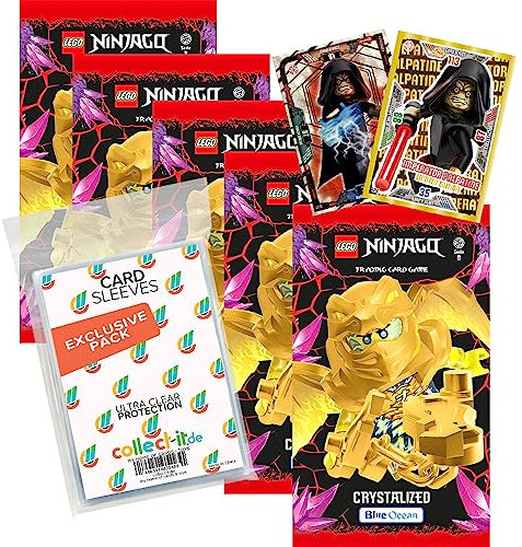 Bundle mit Blue Ocean Lego Ninjago Serie 8 Trading Cards - 5 Booster + Exklusive Collect-it Hüllen