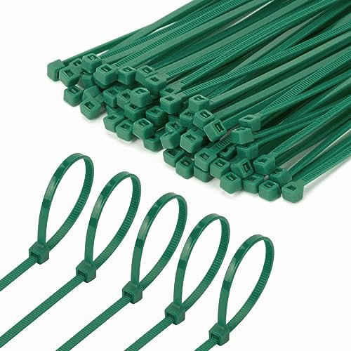 Armpow Kabelbinder, 20,3 cm, grün, 1000 Stück, 18 kg, kleine bis mittelgroße Kabelbinder, Nylon, PA66, UV-beständig, strapazierfähig für den Innen- und Außenbereich, ideal zum Bündeln und Sichern von