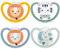 NUK Space Day & Night Babyschnuller | 18-36 Monate | Im Dunkeln leuchtende Schnuller mit zusätzlichen Öffnungen für sensible Haut | BPA-freies Silikon | Zebra & Löwe | 4 Stück