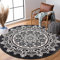 Carvapet Teppich Rund 120cm Weich und Flauschig Teppich Gegend Kreis rutschfest Waschbar Böhmisches Mandala Bodenteppich Wohnzimmer Schlafzimmer(Schwarz)