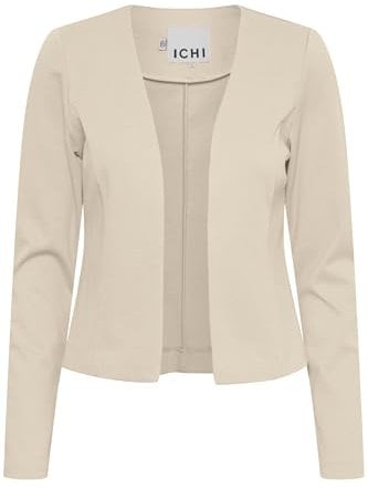 ICHI IHKATE Damen Blazer Kurzblazer Jackenblazer mit Stretch Comfort fit, Größe:L, Farbe:Doeskin (151308)