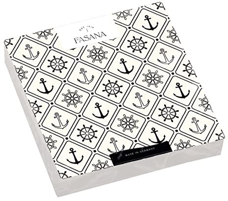 20 Servietten Maritime Symbole auf creme | See | Meer | Schiffahrt | Anker | Steuerrad | Tischdeko | Decoupage | Serviettentechnik 33x33cm