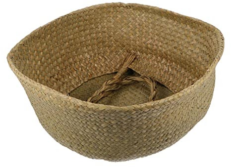 CHILDWEET 1stk Weihnachtsbaum-basiskorb Geflochtener Pflanzentopf Korb Aus Bambusgewebe Bauchkorb Mit Griffen Pflanzgefäß Aus Rattan Desktop- Rattan- Bambus Weben Jute Rattan-weben