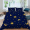 MUNOOR Housse de Couette 140x200 Lune Soleil avec Fermeture Éclair Espace Parure de Lit 1 Personne Enfant Fille Garçon Microfibre Ensemble de Literie avec 2 Taies d'oreiller