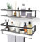 Uten Floating Shelves Iron Wall Mounted Shelf with Towel Bar, Iron Shelves Set of 2 for Bedroom, Bathroom, Living Room, Kitchen, Home Office, Laundry Room, Grey
