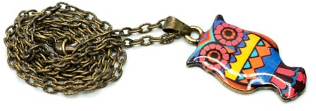 Miniblings Eule Kette 45cm Halskette Vogel Wald Uhu Kauz emailliert Bronze