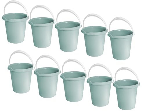 10x Eimer mit Henkel aus Kunststoff Set Putzeimer Haushaltseimer Wassereimer Universaleimer Plastikeimer Ernteeimer Kübel Garteneimer Kunststoff-Eimer (Set 10x12 Liter mit Ausguss)