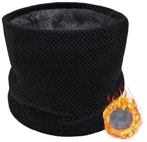 ehsbuy Winter Neck Warmer Snoods for Men Thermal Knitted Fleece Lined Thick Neck Gaiter Women Scarfs Gift for Skiing Outdoor Sports