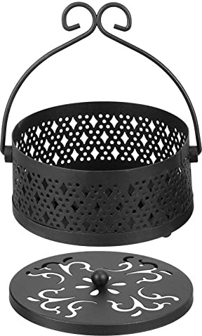 Eisen Moskitospiralhalter mit Deckel, Schwarze Metallbox | Nadelplatten Design, Erhöhter Boden, Praktische Öffnung und Schließung, Wärmedämmung